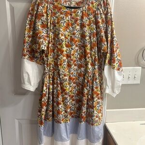 Tory Burch Floral Dress with Orange and Yellow Accents